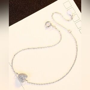Dainty Zircon Heart 925 Sterling Silver Bracelet